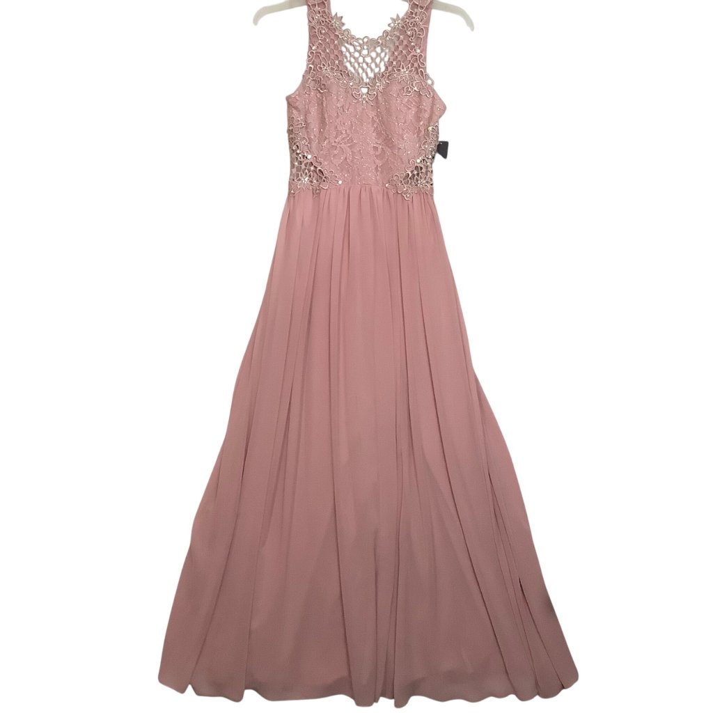Macy's City Studio Lace Chiffon Pink Formal Gown Dress Women Junior Size 11 Nwt